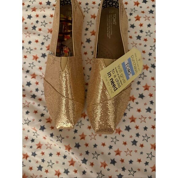 Toms Classic Woman’s Rose Gold Glitter - Picture 1 of 5